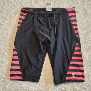 TYR men's size 34 swim shorts, have some wear on side from hook and loop rub